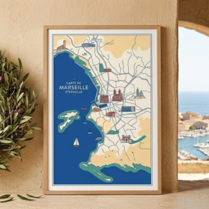 Carte de Marseille Encadrée « Marseille Éternelle »
